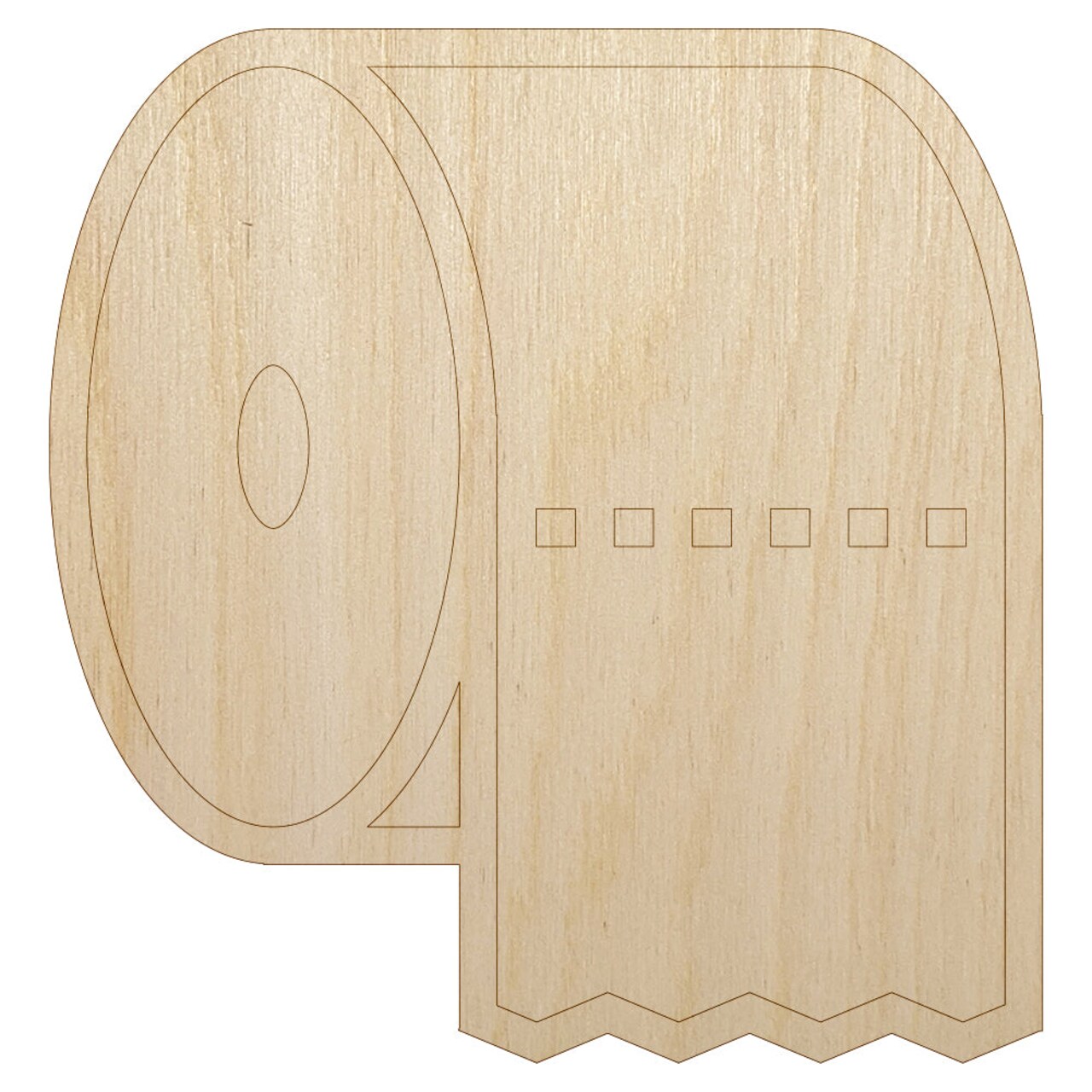 Toilet Paper Roll Icon Unfinished Wood Shape Piece Cutout for DIY Craft Projects